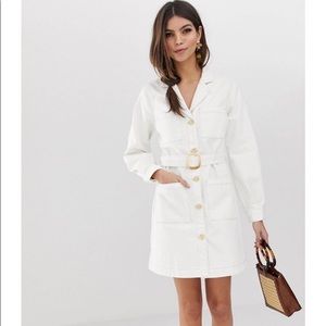 NWOT Denim Utility Shirt Dress in White